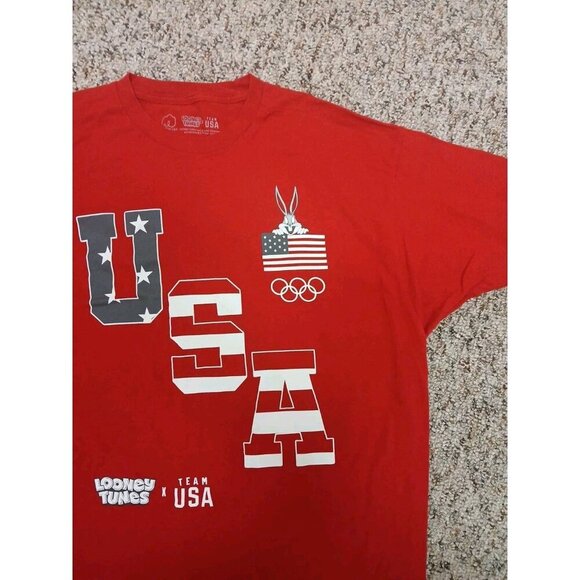 Looney Tunes Bugs X Olympics Team USA Men's 2XL  Red Short Sleeve T-Shirt. - Picture 3 of 7